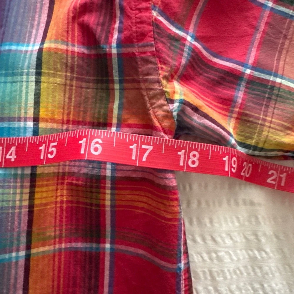 Ralph Lauren Button Down Shirt Multicolor Plaid Short Sleeve Kids Size L 16/18